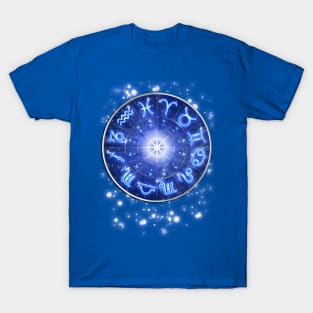 Zodiac Signs Blue Galaxy Circle T-Shirt